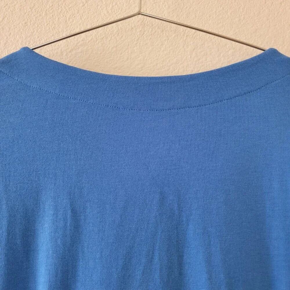 Soft Surroundings Faux Wrap Top Periwinkle Blue Pima Cotton Womens Size L - Picture 7 of 9